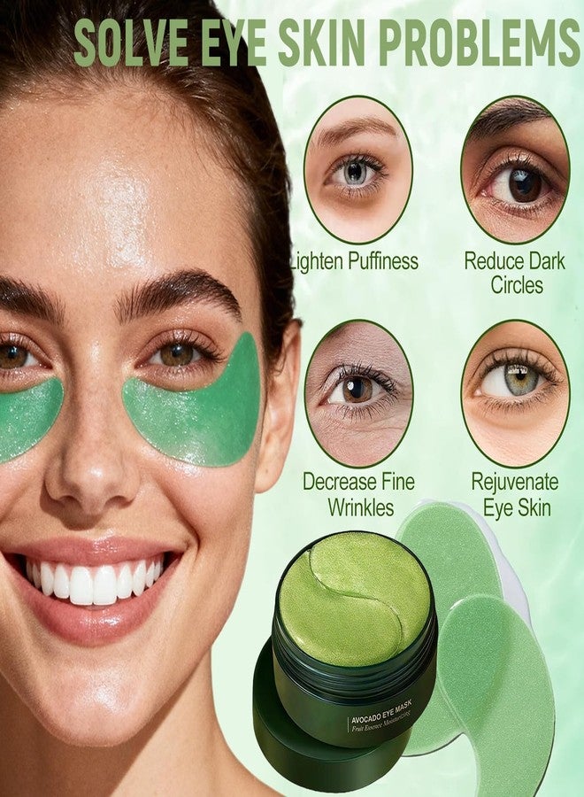 Eakroo 60 PCS Avocado Under Eye Patches, Eye Masks for Dark Circles and Puffiness, Moisturizing Eye Mask Skincare, Eye Patches for Women, Improving Eye Skin Dryness, Reduce Fine Lines and Wrinkles - Image 3